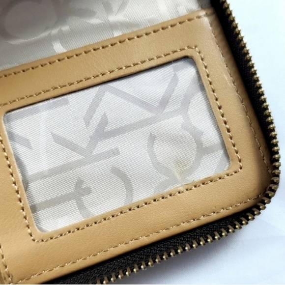 Calvin Klein Monogram Logo Continental Brown Gold Zip Around Wallet - Picture 14 of 16